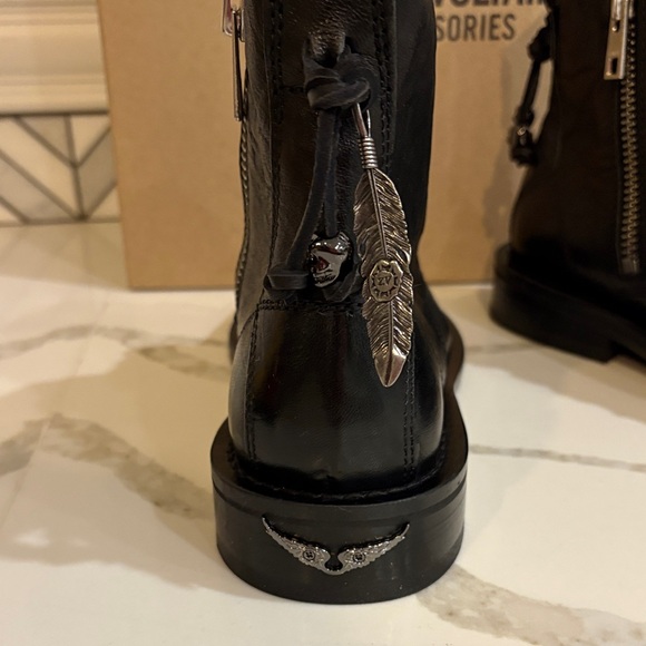 Zadig & Voltaire Black Leather Moto Boots - Picture 8 of 16